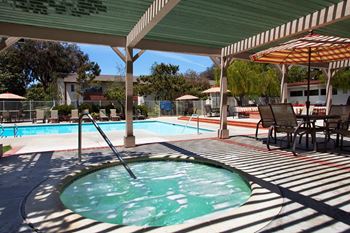 Private pool, at Pacific Oaks Apartments, Towbes, Goleta California